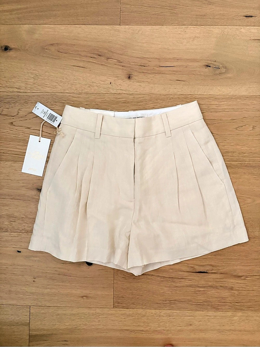 Aritzia The Effortless Short High Waist Linen Shorts Birch 00 NWT